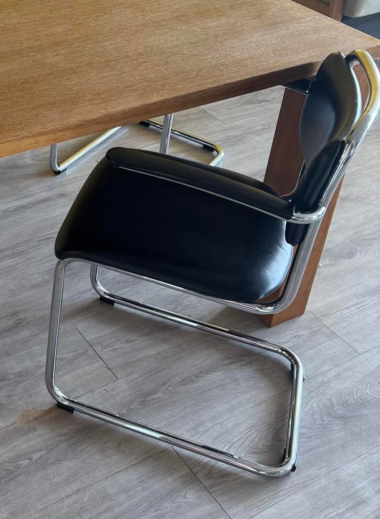 GISPEN 201 leren stoelen, Zwart, Leer, Zo goed als nieuw, Vier