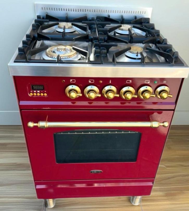 Boretti gasfornuis 60cm breed, Witgoed en Apparatuur, Fornuizen, Gebruikt, Vrijstaand, Gas, 4 kookzones, 85 tot 90 cm, 45 tot 60 cm