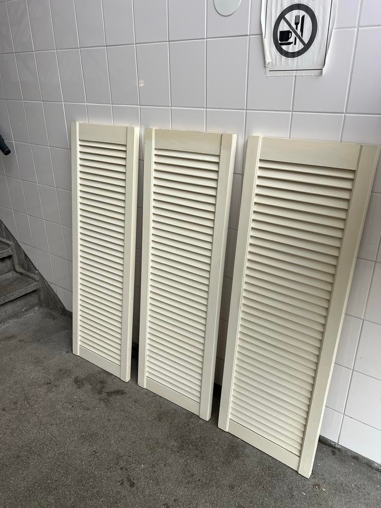 3 houten louvre deuren, Doe-het-zelf en Verbouw, Deuren en Horren, Ophalen, Gebruikt, Minder dan 80 cm, Overige typen