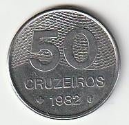 50  cruzeiros  1982  Brazilië. km. 594.1  ( 0,50 euro ), Ophalen of Verzenden, Zuid-Amerika, Losse munt
