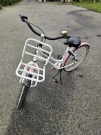 Meisjesfiets 24 inch met voordrager - Wit/Roze, Ophalen, Gebruikt, 24 inch, Handrem