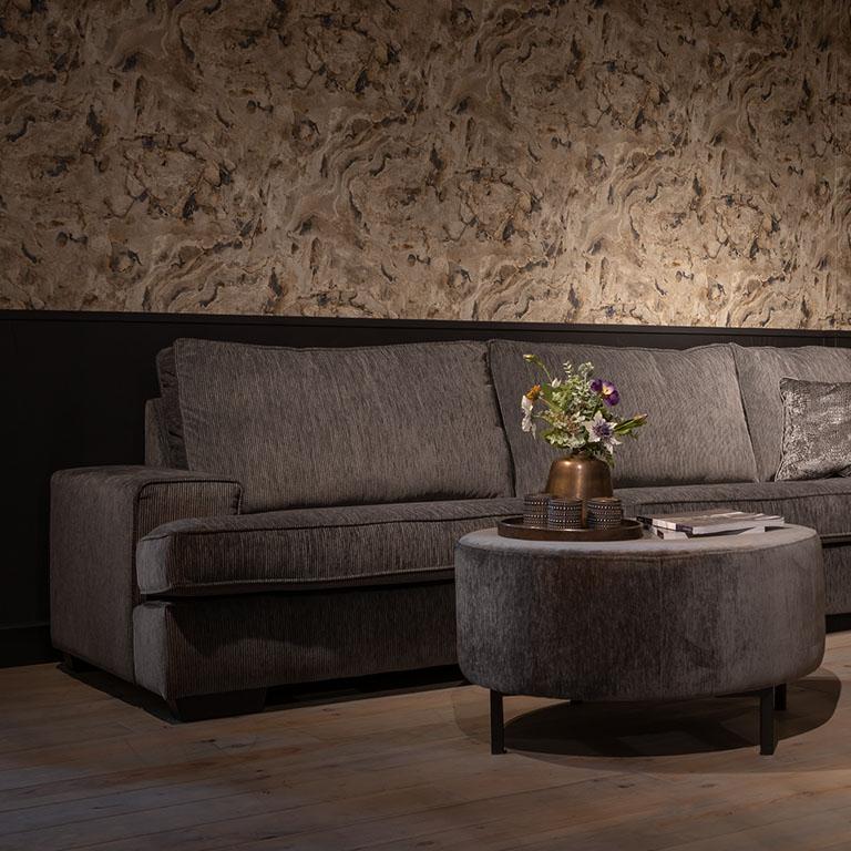 Hoekbank Brandon UrbanSofa grijs ribstof showmodel!, Huis en Inrichting, Banken | Bankstellen, 250 tot 300 cm, Hoekbank, Nieuw