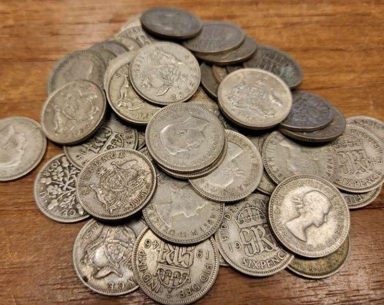 lot 50 zilveren 6 pence, Ophalen of Verzenden, Overige landen