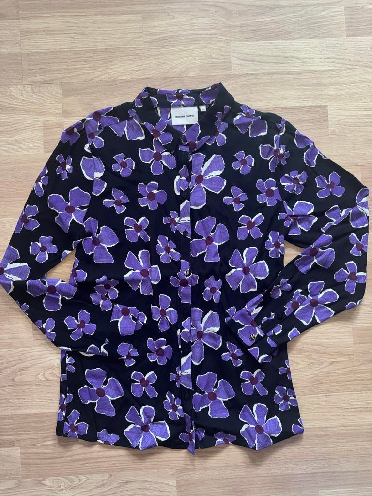 Fabienne Chapot blouse met paarse bloemenprint maat 38, Maat 38/40 (M), Paars, Nieuw, Ophalen of Verzenden