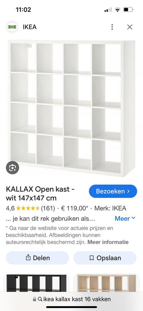 Kallax kast 16 vaks Lees omschrijving, Huis en Inrichting, Kasten | Boekenkasten, Met plank(en), Gebruikt, 100 tot 150 cm, 100 tot 150 cm