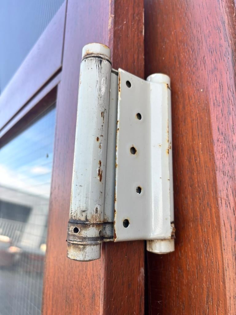 Set hardhouten klapdeuren (92,5 x 222,5 cm) incl. draadglas, Doe-het-zelf en Verbouw, Deuren en Horren, Ophalen, Gebruikt, 120 cm of meer