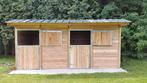 Dubbele Paardenstal (3x3/3x3) volledig in Douglashout ., Weidegang, 2 of 3 paarden of pony's