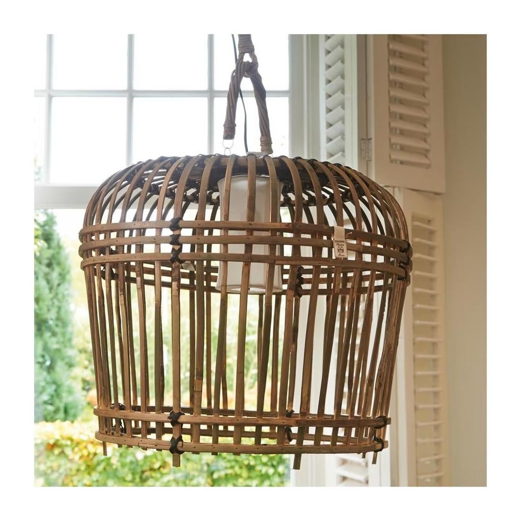 Grote Bamboe Rivièra Maison  Hanglamp San Carlos zgan, Ophalen, 50 tot 75 cm, Landelijk, Bohemian, Zo goed als nieuw