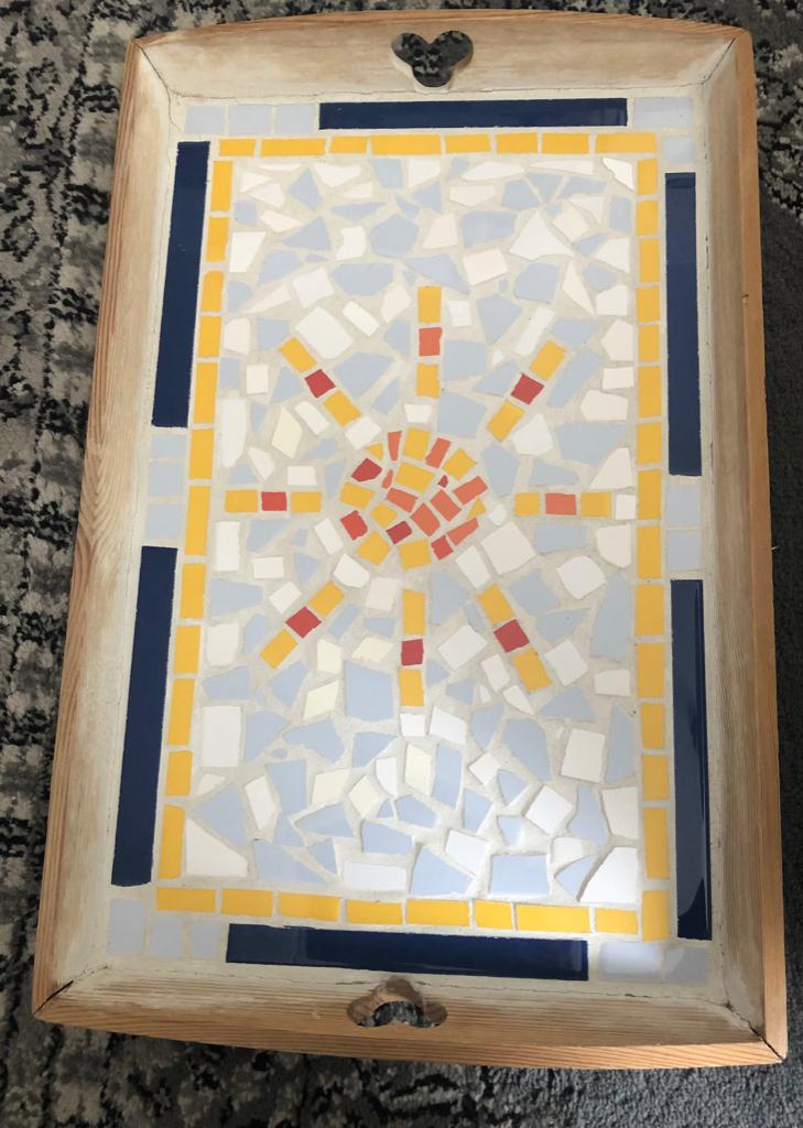 Dienblad mozaïek, Ophalen of Verzenden, Gebruikt, Hout