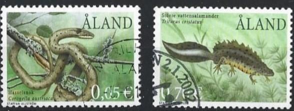 Aland SG 208-209 gebr (compl)-02-01-2002-cat. 3,00 voor 0,30, Ophalen of Verzenden, Finland, Gestempeld