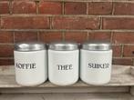 Voorraad bussen koffie thee suiker wit emaille, Antiek en Kunst, Antiek | Emaille, Ophalen of Verzenden