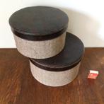 2 ronde stijlvol opbergdozen bruin bekleed krokodil skai, Ophalen of Verzenden, Zo goed als nieuw