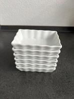 Set van 6 witte porseleinen schaaltjes, Ophalen, Porselein of Keramiek, Schaal, Vierkant