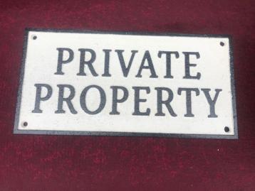 gietijzeren bord, private property beschikbaar voor biedingen