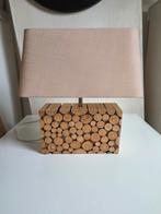 Houten Tafellamp met Linnen Kap, Huis en Inrichting, Hout, Gebruikt, Ophalen of Verzenden, Landelijk