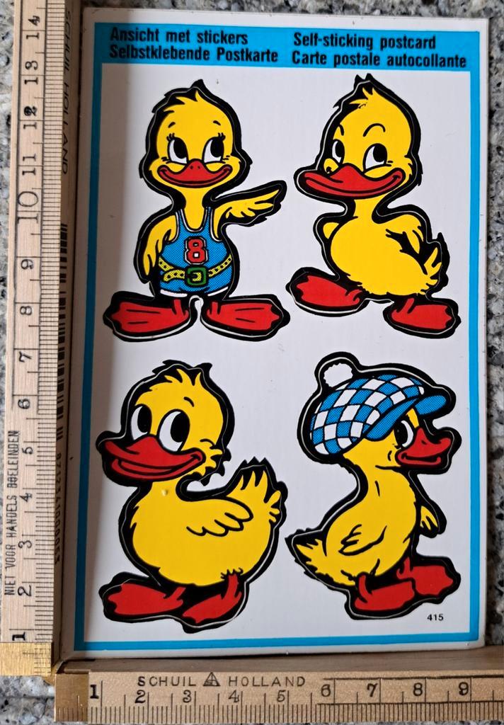 Vintage ansichtkaart 1982 Introduct Holland 4 duck Eendjes, Verzamelen, Stickers, Zo goed als nieuw, Overige typen, Ophalen of Verzenden