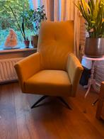 Nieuwe draaifauteuil soft leder okergeel, Huis en Inrichting, Fauteuils, Ophalen, Zo goed als nieuw, 75 tot 100 cm, 50 tot 75 cm