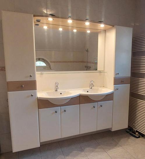 Badkamermeubel incl. Grohe kranen, spiegel en verlichting, Huis en Inrichting, Badkamer | Badkamermeubels, Gebruikt, Wastafelkast
