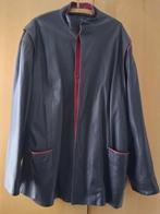 Blauwe leren herenjas met bordeauxrode accenten, Maat 52/54 (L), Blauw, Ophalen of Verzenden, NANNI