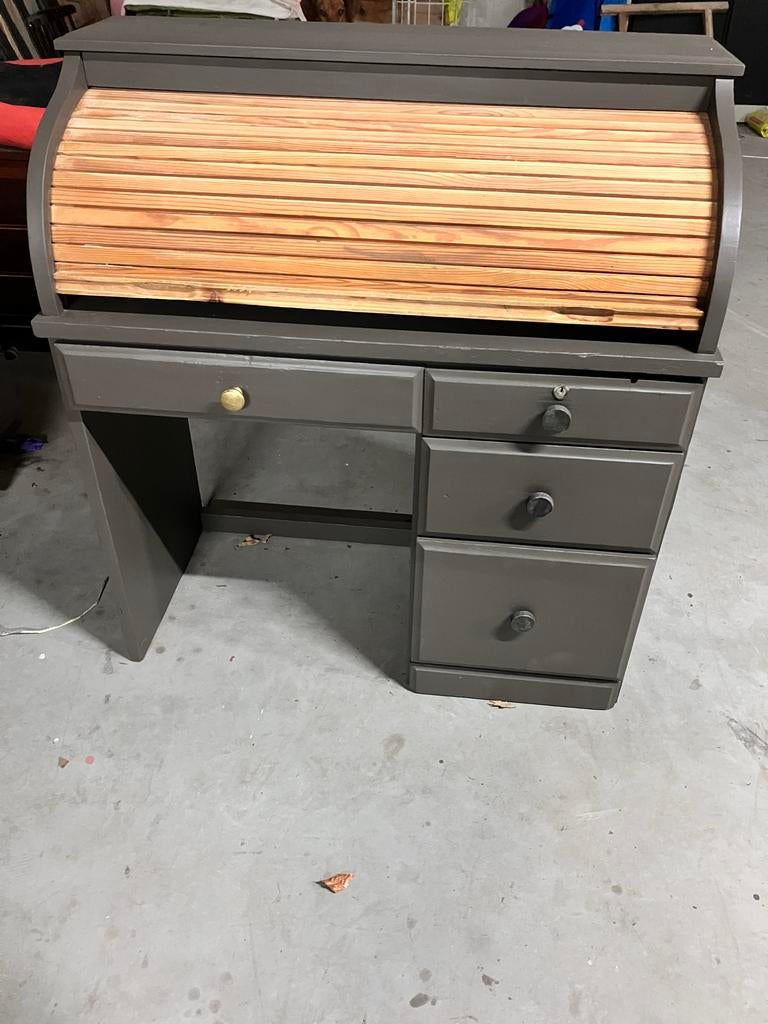 Mooi bureau met rolluik, antiek, vintage, gerestyled, Huis en Inrichting, Bureaus, Ophalen, Gebruikt