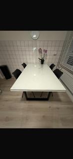 Eettafel 160x90 met glasplaat - Goede staat!, Ophalen, 50 tot 100 cm, 150 tot 200 cm, Vier personen