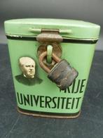 Antieke metalen spaarbus / spaarpot / collectebus, Antiek en Kunst, Ophalen of Verzenden