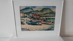 Bootjes op het strand, Fraai aquarel schilderij., Ophalen of Verzenden