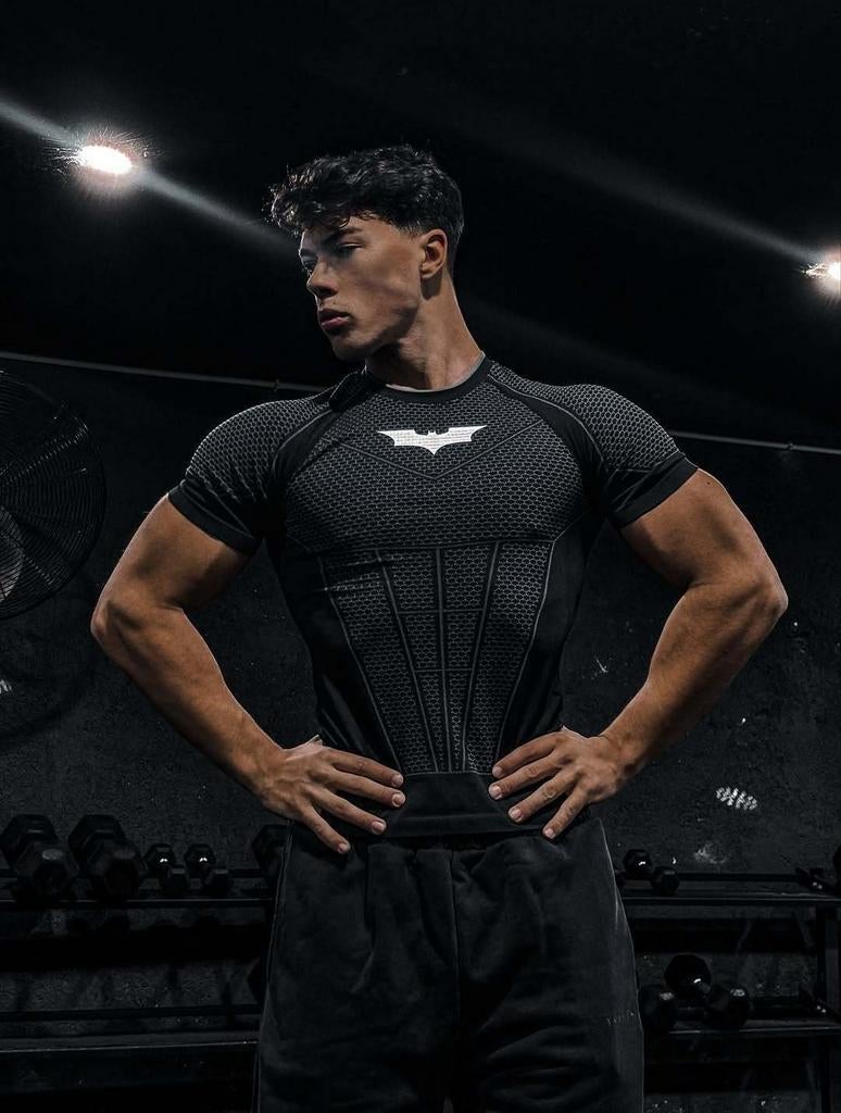 Batman Compression Shirt - YounLa Ch, Kleding | Heren, Sportkleding, Fitness, Maat 48/50 (M), Zwart, Ophalen of Verzenden