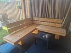 1 jaar oude steigerhouten hoekbank, Tuin en Terras, Ophalen, 5 zitplaatsen, Steigerhout, Zo goed als nieuw
