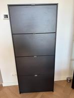 Hioshop Shane schoenenkast 4 klapdeuren 2R mat zwart, Huis en Inrichting, Ophalen, Zo goed als nieuw, Black shoe cabinet