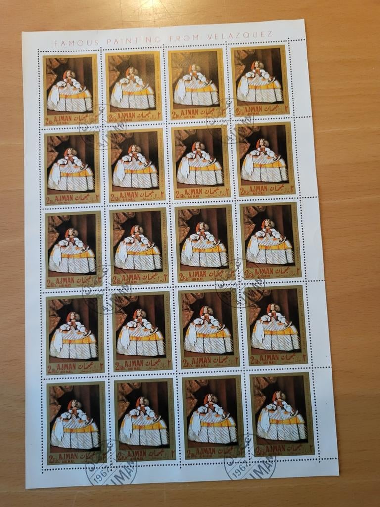 Ajman Postzegels - Velazquez Schilderijen 1968, Ophalen of Verzenden, Buitenland