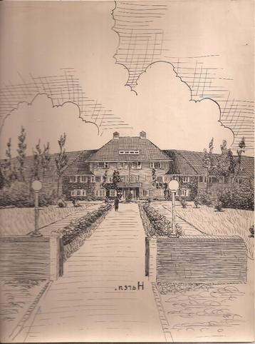 Haren Avondrust tekening Sievers  50/60er jaren beschikbaar voor biedingen