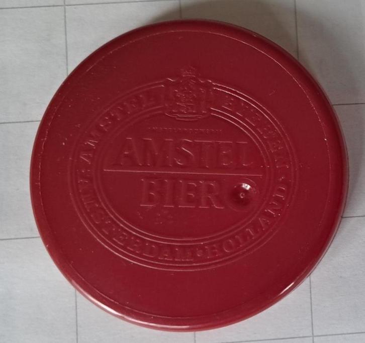 Amstel Bier Bierfust afdekkapje rood, Verzamelen, Biermerken, Gebruikt, Reclamebord, Plaat of Schild, Amstel, Ophalen of Verzenden