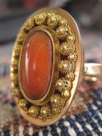 Bloedkoraal ring Holland ca. 1900 groot ring 14k goud, Sieraden, Tassen en Uiterlijk, Antieke sieraden, Ophalen, Goud, Ring