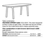 IKEA VÄSTANÅ/OPPEBY eettafel donkerbruin 185x90cm, Huis en Inrichting, Tafels | Eettafels, Ophalen, Kunststof, 50 tot 100 cm, Zo goed als nieuw