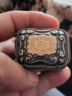 Lodereindoosje  zilver met goud applicatie 14 karaat, Antiek en Kunst, Verzenden