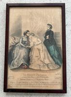 Antieke Franse mode prent "Le Miroir Parisien", Antiek en Kunst, Ophalen of Verzenden