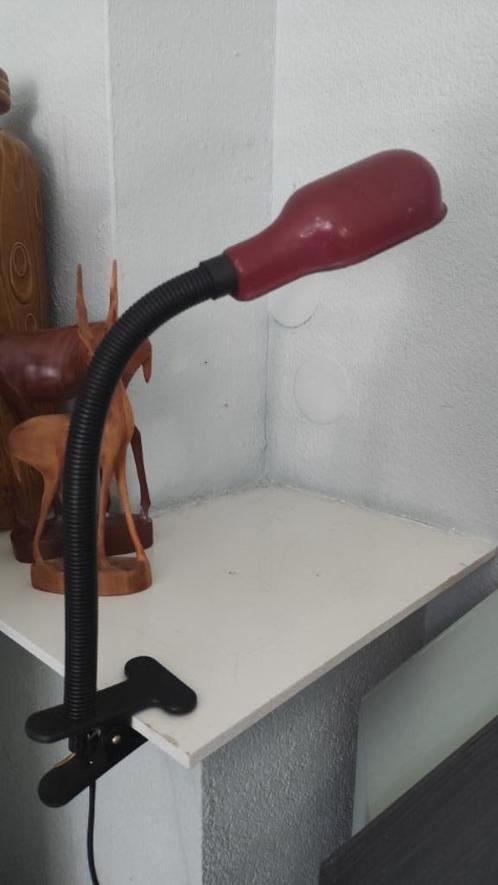 Vintage klemlamp boredauxrood, Huis en Inrichting, Lampen | Tafellampen, Gebruikt, Minder dan 50 cm, Kunststof, Metaal, Ophalen of Verzenden