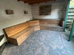 Tuinbank zithoek hout, Tuin en Terras, Tuinbanken, Ophalen, Gebruikt, Hout
