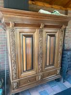 Prachtige Houten Kast met Houtsnijwerk, Ophalen, Gebruikt, 100 tot 150 cm, Eikenhout