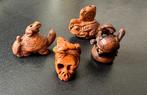 Ojimes in buxushout van kikker en schildpad, Antiek en Kunst, Ophalen of Verzenden