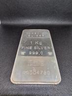 CREDIT SUISSE ZILVERBAAR 999 ZILVER KILO BAAR 1000G SILVER, Ophalen of Verzenden, Zilver