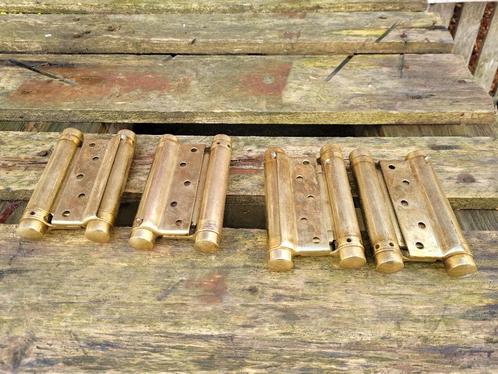 4 ongebruikte messing deurveerscharnier bommer scharnier, Doe-het-zelf en Verbouw, Hang- en Sluitwerk, Nieuw, Scharnier, Koper of Messing