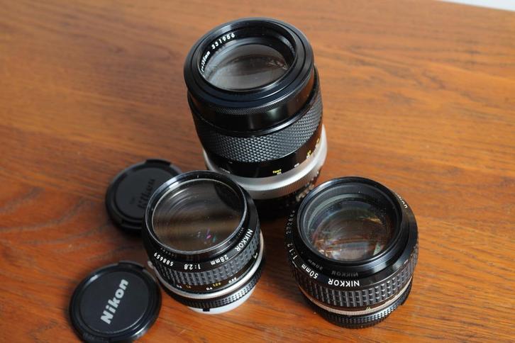 3 nikkor lenzen voor F3 , FM2 , FM3a, Audio, Tv en Foto, Fotografie | Lenzen en Objectieven, Gebruikt, Standaardlens, Ophalen of Verzenden