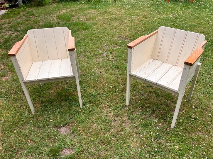 2x Kuipstoel Piet Hein Eek, Huis en Inrichting, Stoelen, Gebruikt, Twee, Wit, Ophalen
