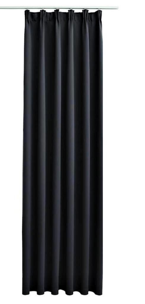 VidaXL zwart verduisterend gordijn met haken 140x245cm,nieuw, Huis en Inrichting, Stoffering | Gordijnen en Lamellen, Nieuw, 200 cm of meer
