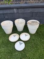 Heel goed 6x wit Elho Urban loft bloempot 20cm 10x kweekpot, Kunststof, Gebruikt, Rond, Binnen