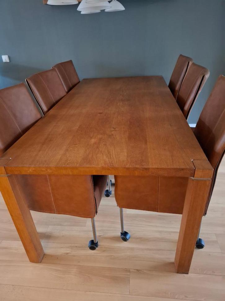 Eetkamer tafel massief hout 200 x 100 cm, Huis en Inrichting, Tafels | Eettafels, Gebruikt, 100 tot 150 cm, 200 cm of meer, Vijf personen of meer