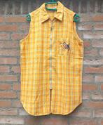 REAL VINTAGE 80's 90's Gele geruite mouwloze blouse M / 38, Maat 38/40 (M), Geel, Ophalen of Verzenden, Zo goed als nieuw