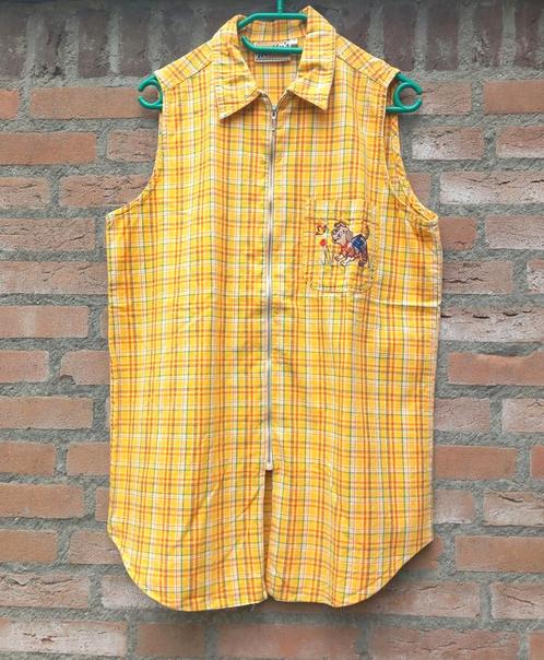 REAL VINTAGE 80's 90's Gele geruite mouwloze blouse M / 38, Kleding | Dames, Tops, Zo goed als nieuw, Maat 38/40 (M), Geel, Zonder mouw